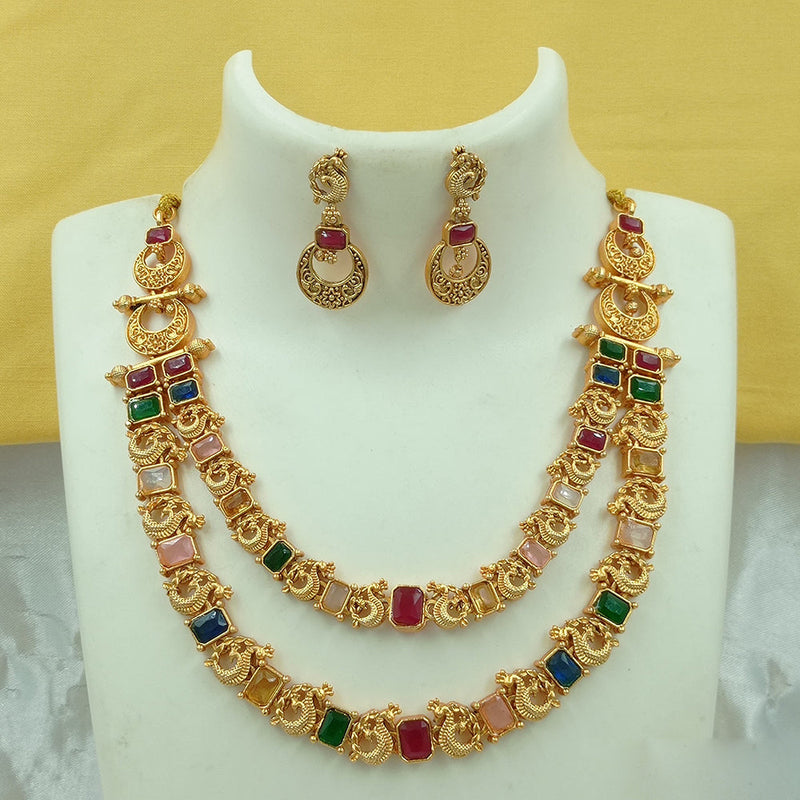 Joyful Jewel Art Matte Gold Plated Pota Stone Necklace Set