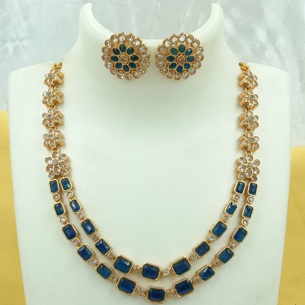 Joyful Jewel Art Matte Gold Plated Pota Stone Necklace Set