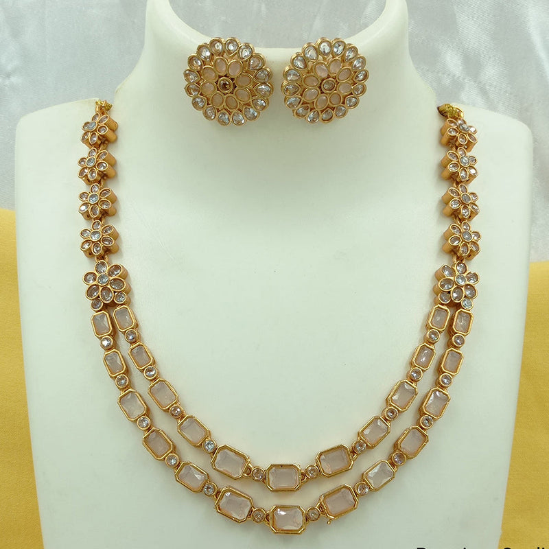 Joyful Jewel Art Matte Gold Plated Pota Stone Necklace Set