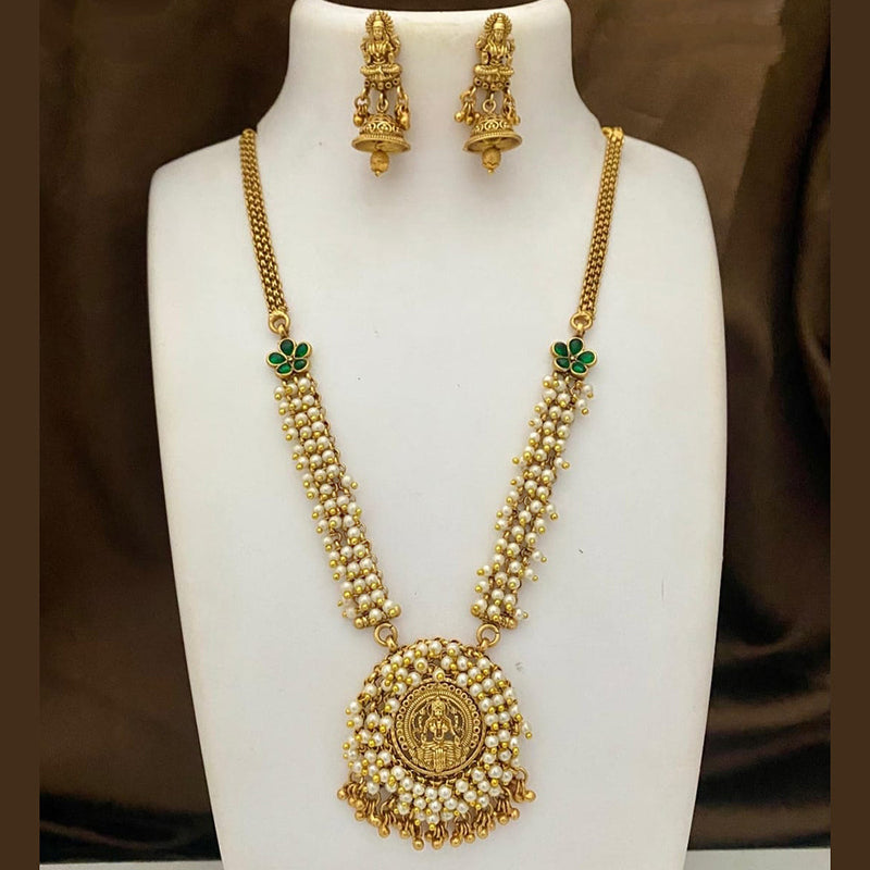 Joyful Jewel Art Matte Gold Plated Pearl Necklace Set