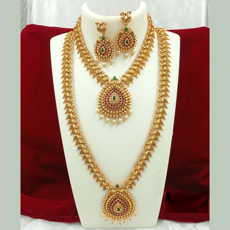 Joyful Jewel Art Matte Gold Plated Pota Stone Necklace Combo