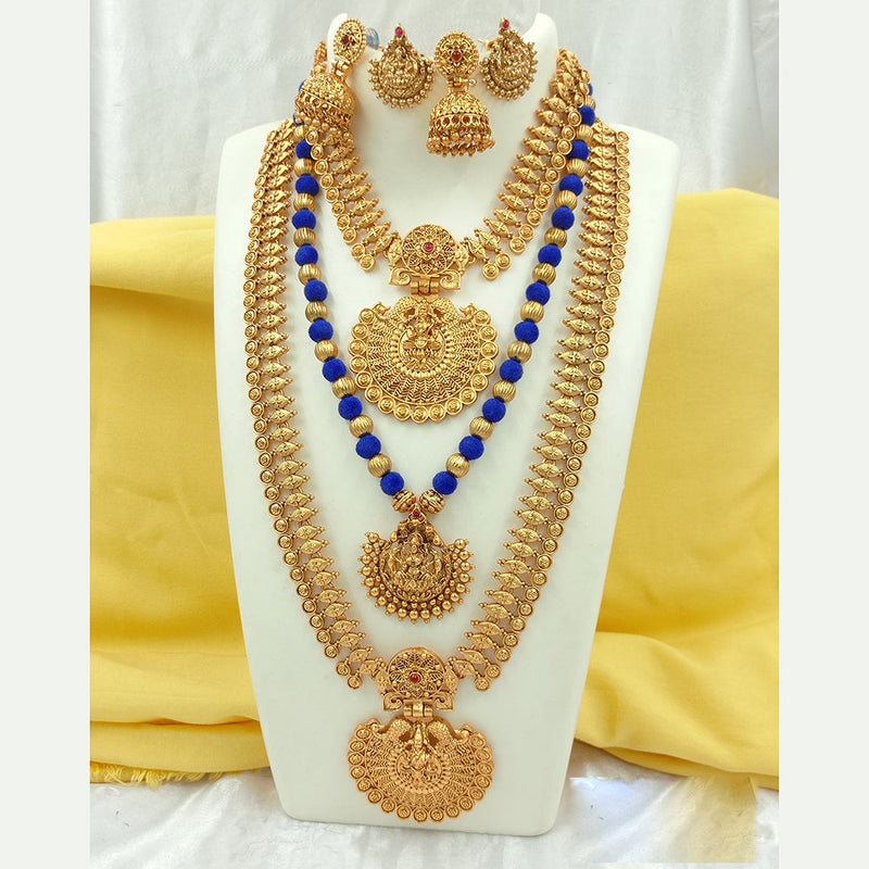 Joyful Jewel Art Matte Gold Plated Temple Necklace Combo