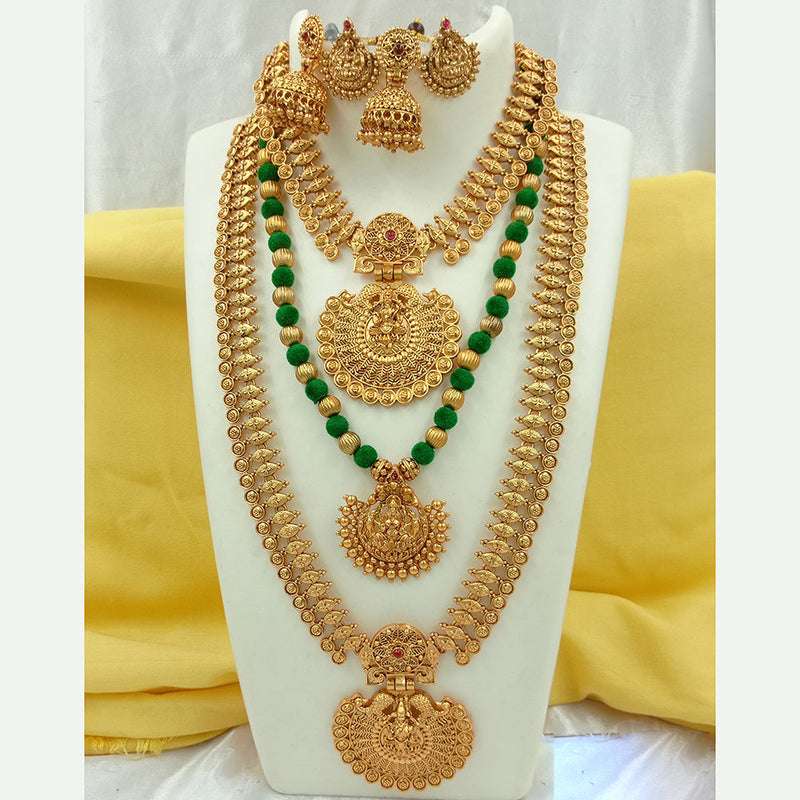 Joyful Jewel Art Matte Gold Plated Temple Necklace Combo