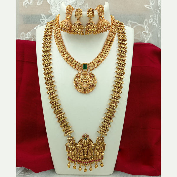 Joyful Jewel Art Matte Gold Plated Temple Necklace Combo