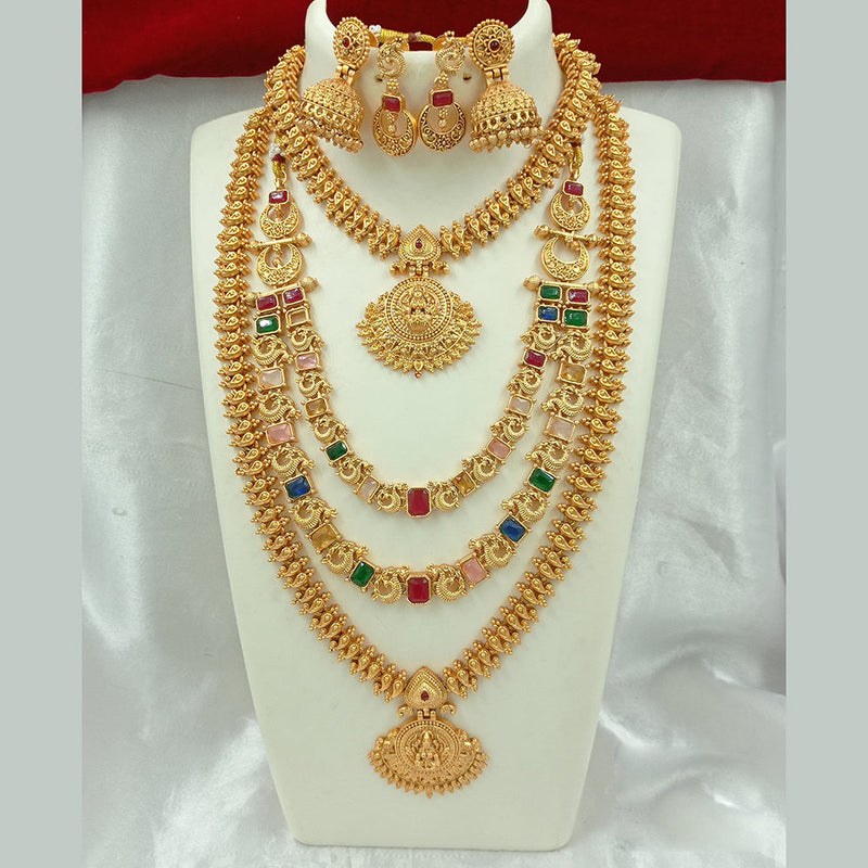 Joyful Jewel Art Matte Gold Plated Temple Necklace Combo