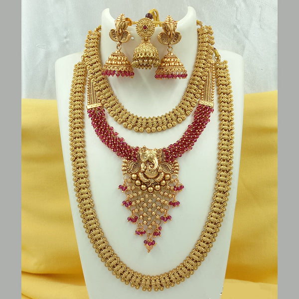 Joyful Jewel Art Matte Gold Plated Temple Necklace Combo