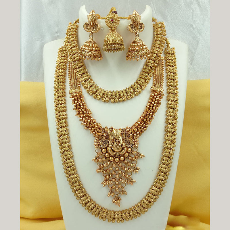 Joyful Jewel Art Matte Gold Plated Temple Necklace Combo