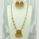 Joyful Jewel Art Matte Gold Plated Pearls Long Necklace Set