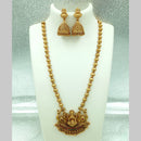 Joyful Jewel Art Matte Gold Plated Pota Stone Temple Long Necklace Set