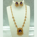 Joyful Jewel Art Matte Gold Plated Austrian  Stone And Pearl Long  Necklace Set