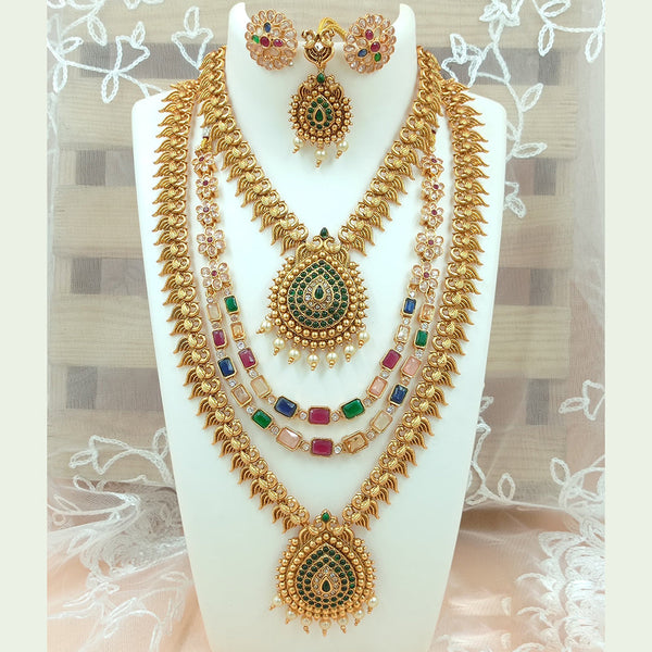 Joyful Jewel Art Matte Gold Plated Pota Stone Necklace Combo