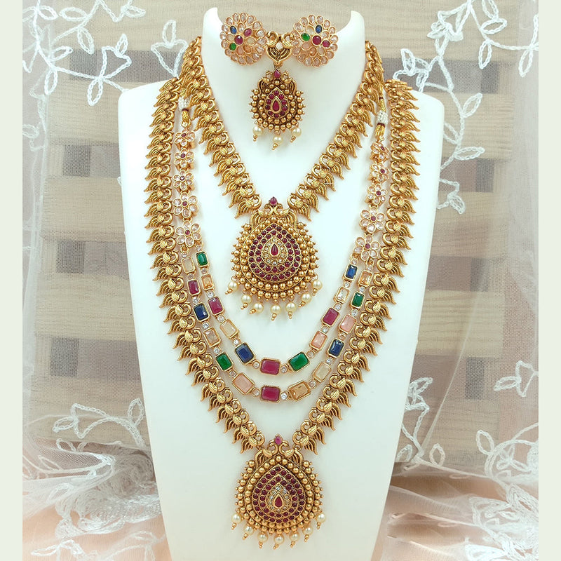 Joyful Jewel Art Matte Gold Plated Pota Stone Necklace Combo