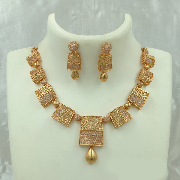 Joyful Jewel Art Matte Gold Plated Austrian  Stone Necklace Set