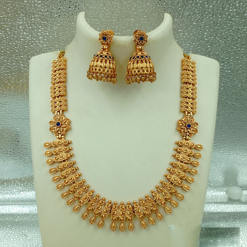 Joyful Jewel Art Matte Gold Plated Pota Stone Necklace Set