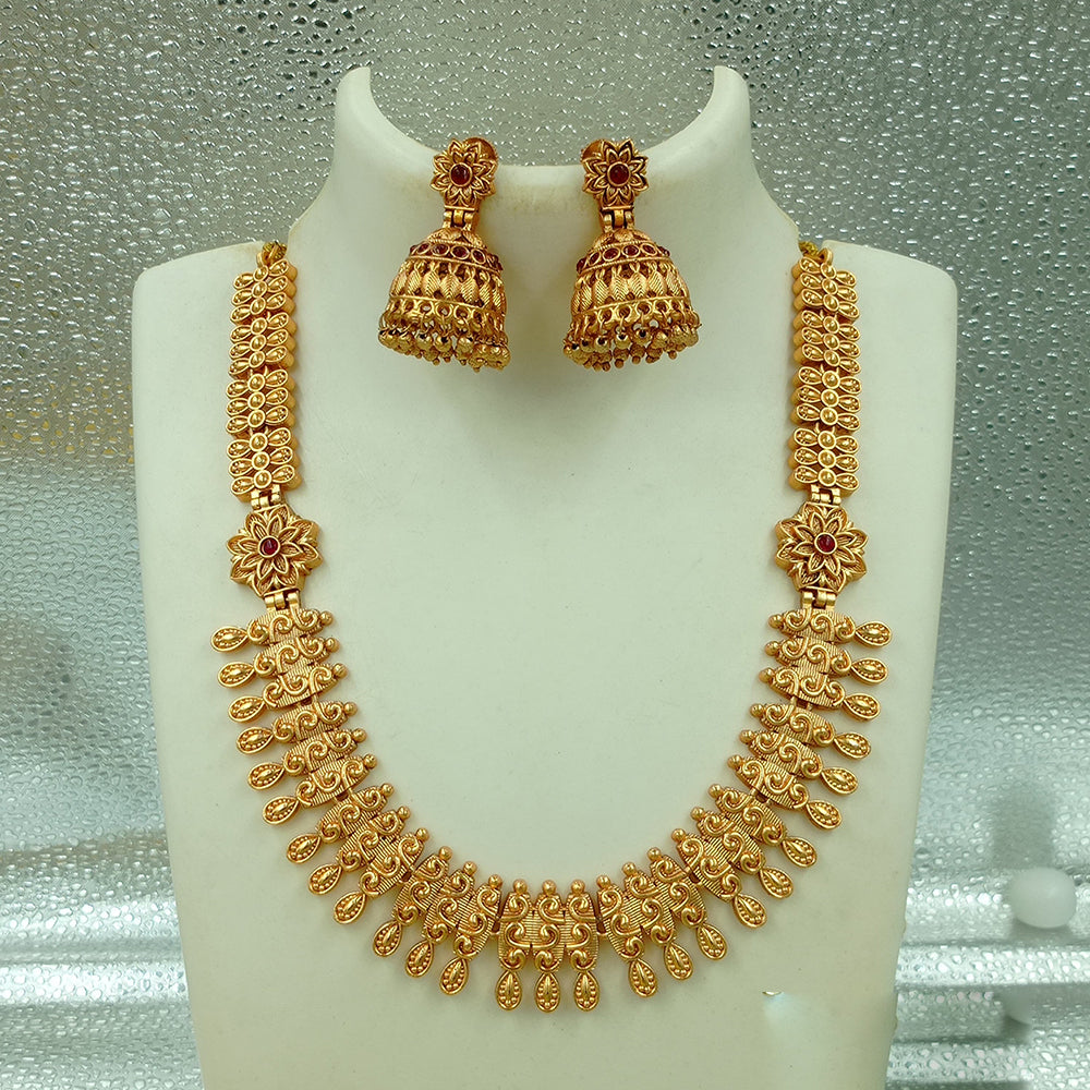 Joyful Jewel Art Matte Gold Plated Pota Stone Necklace Set