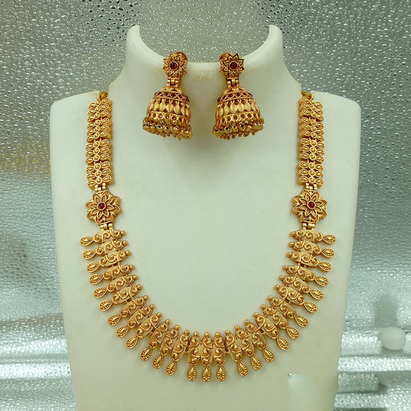 Joyful Jewel Art Matte Gold Plated Pota Stone Necklace Set