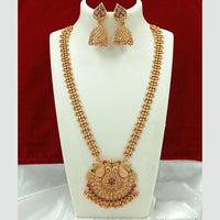 Joyful Jewel Art Matte Gold Plated Pota Stone Long Necklace Set