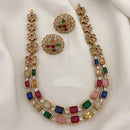 Joyful Jewel Art Matte Gold Plated Crystal Stone Necklace Set