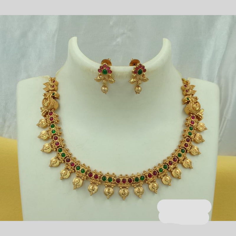 Joyful Jewel Art Matte Gold Plated Pota Stone Necklace Set