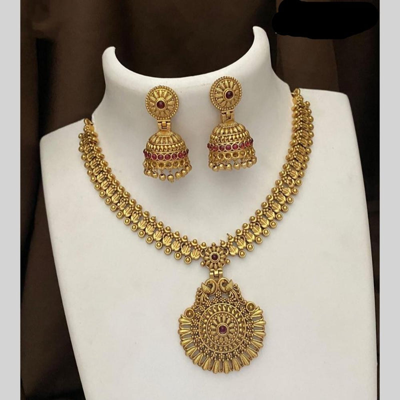 Joyful Jewel Art Matte Gold Plated Pota Stone Necklace Set