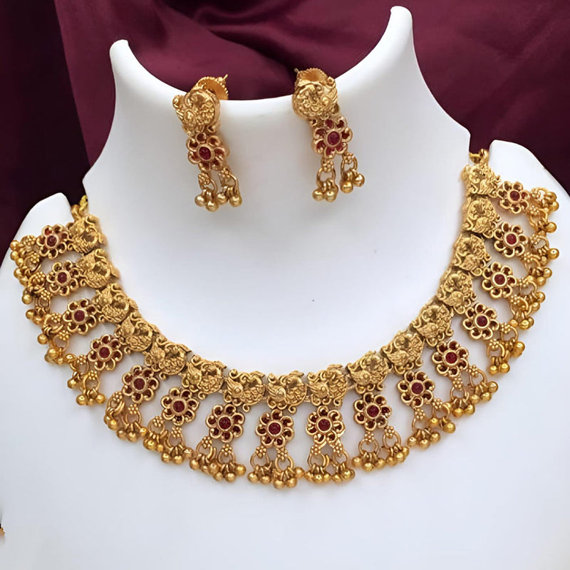 Joyful Jewel Art Matte Gold Plated Pota Stone Necklace Set