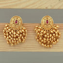 Joyful Jewel Art Matte Gold Plated Pota Stone And Pearl Dangler Earrings