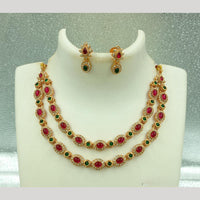 Joyful Jewel Art Matte Gold Plated Pota Stone Necklace Set