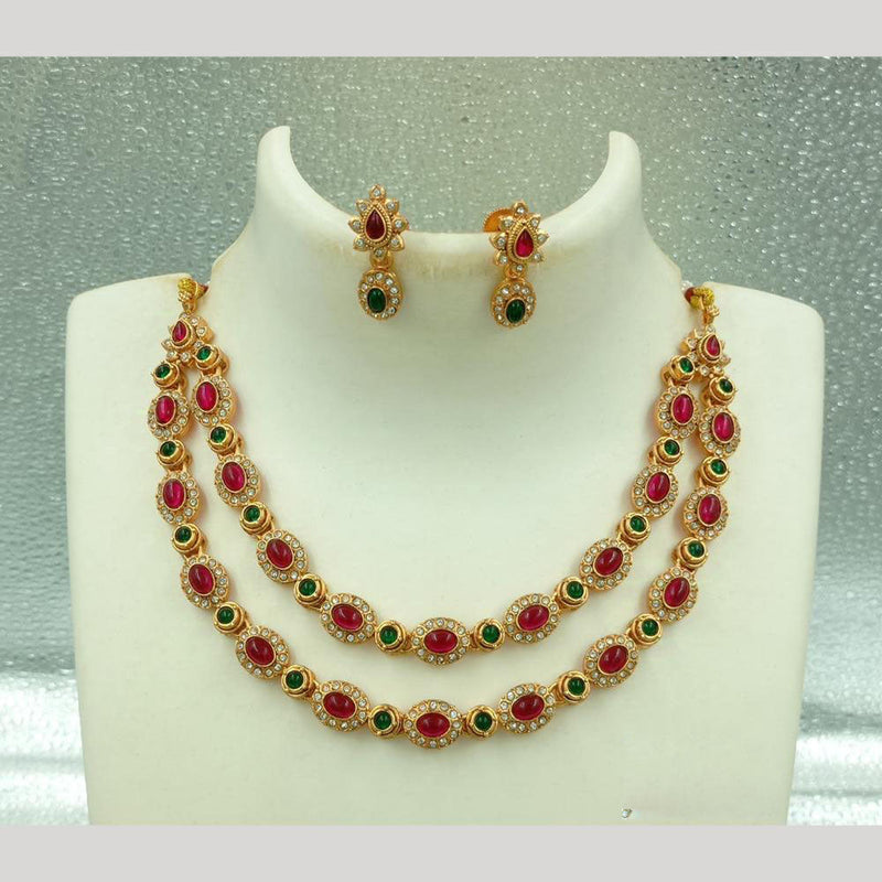 Joyful Jewel Art Matte Gold Plated Pota Stone Necklace Set