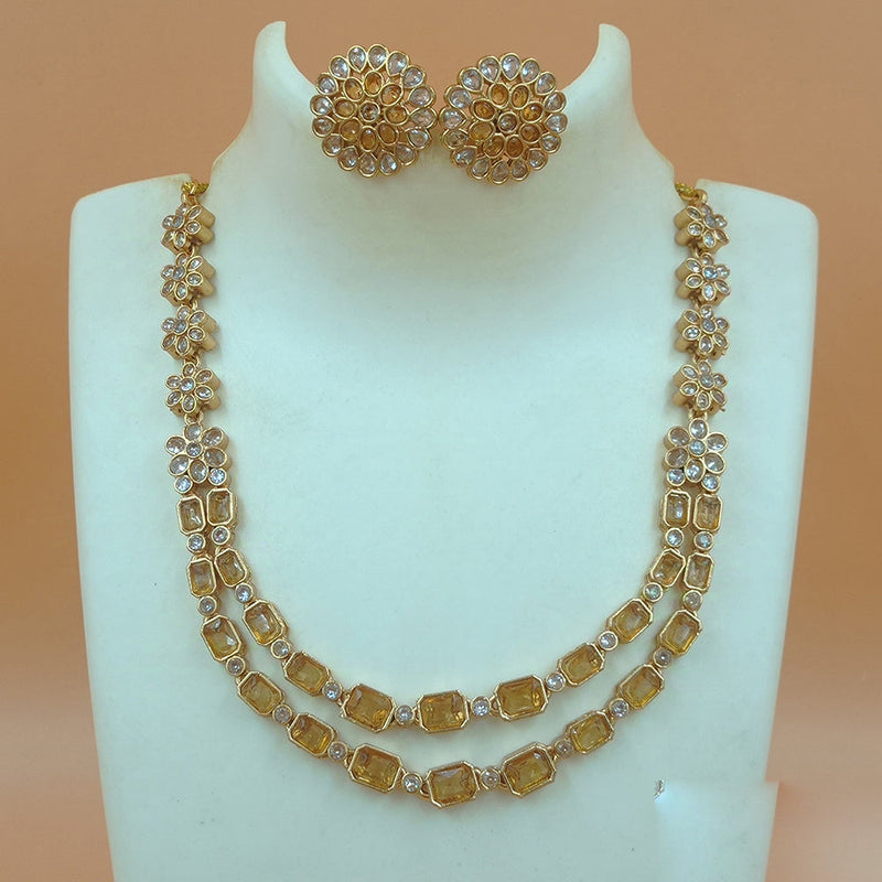 Joyful Jewel Art Matte Gold Plated Crystal Stone Necklace Set