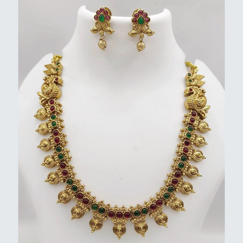 Joyful Jewel Art Matte Gold Plated Pota Stone Necklace Set