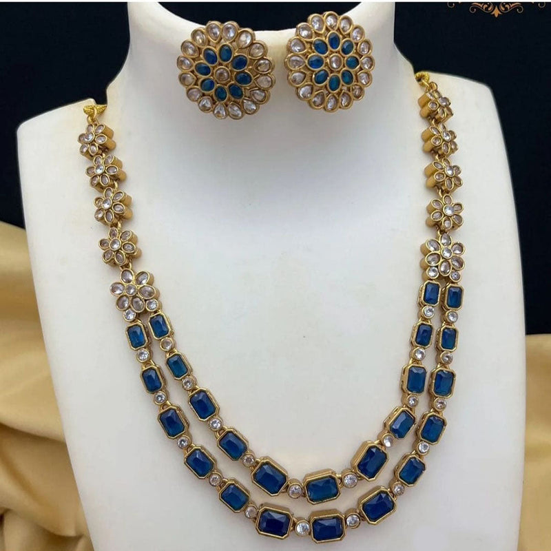 Joyful Jewel Art Matte Gold Plated Crystal Stone Necklace Set