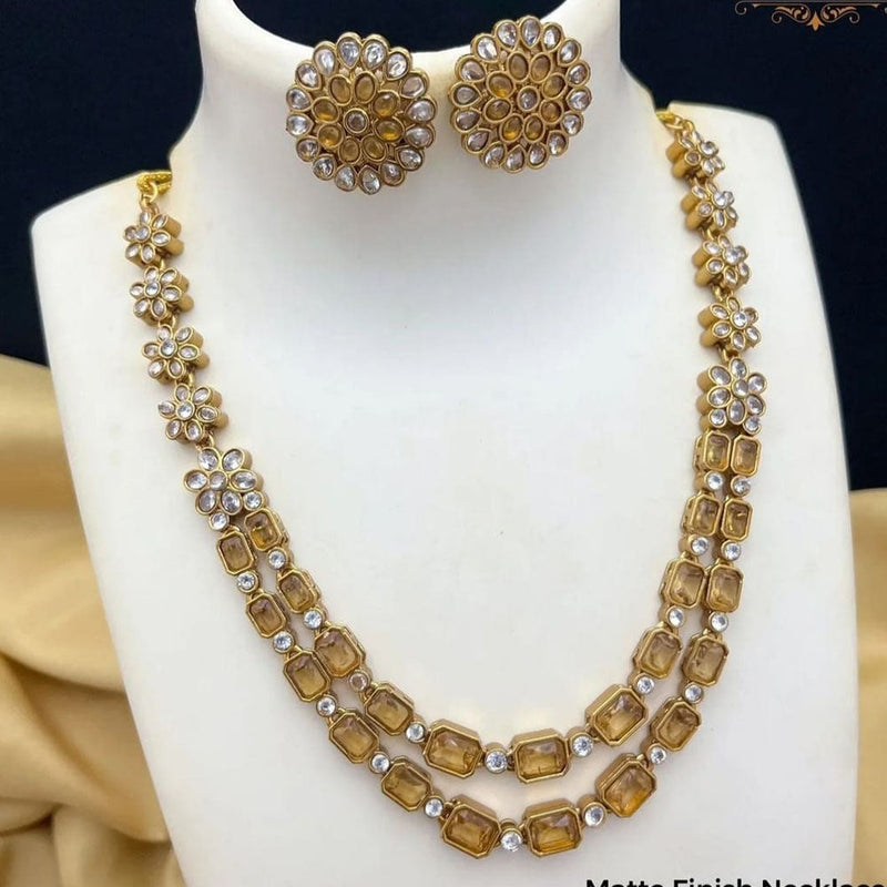 Joyful Jewel Art Matte Gold Plated Crystal Stone Necklace Set