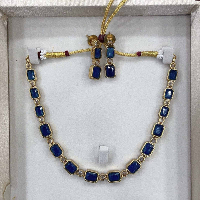 Joyful Jewel Art Matte Gold Plated Crystal Stone Necklace Set