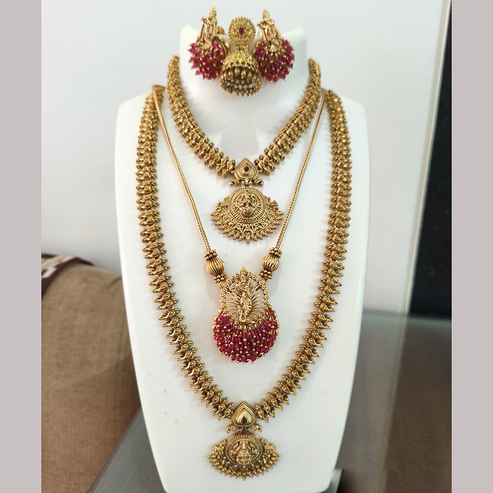 Joyful Jewel Art Matte Gold Plated Pota Stone And Temple Combo Set