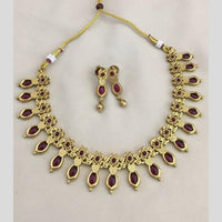 Joyful Jewel Art Matte Gold Plated Pota Stone Necklace Set