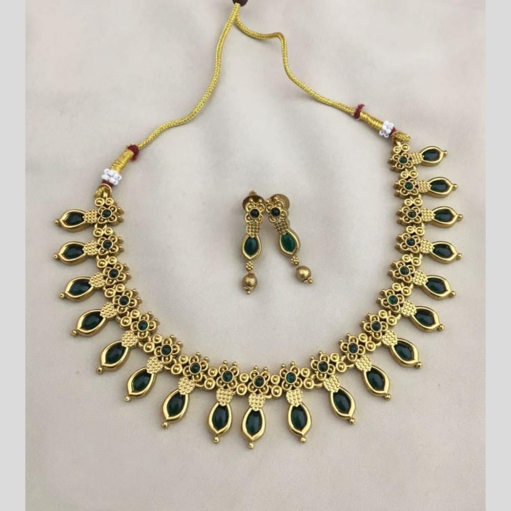 Joyful Jewel Art Matte Gold Plated Pota Stone Necklace Set