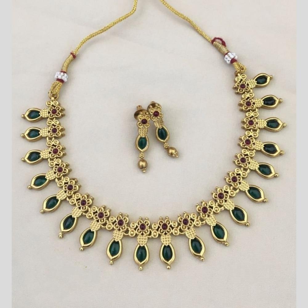 Joyful Jewel Art Matte Gold Plated Pota Stone Necklace Set