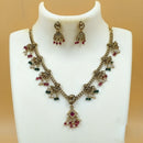 Joyful Jewel Divine Elegance Art Matte Gold Plated Temple And Beads Necklace Set