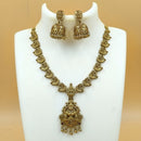 Joyful Jewel Divine Aura Art Matte Gold Plated Temple And Pearl Necklace Set