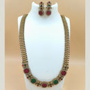 Joyful Jewel Royal Grace Art Matte Gold Plated Pota Stone Long Necklace Set