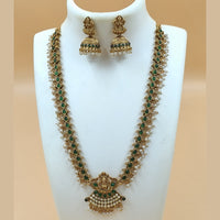 Joyful Jewel Art Matte Gold Plated Pota Stone Temple Necklace Set