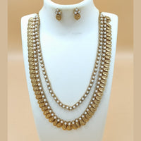 Joyful Jewel Art Matte Gold Plated Pota Stone Double Necklace Set