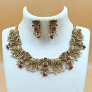 Joyful Jewel Art  Matte Gold Plated Pota Stone And Pearl Necklace Set
