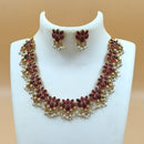 Joyful Jewel Art Matte Gold Plated Pota Stone And Pearl Necklace Set