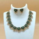 Joyful Jewel Art Matte Gold Plated Pota Stone And Pearl Necklace Set