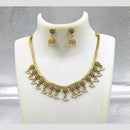 Joyful Jewel Art Matte Gold Plated Pota Stone And Pearl Necklace Set