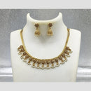 Joyful Jewel Art Matte Gold Plated Pota Stone And Pearl Necklace Set