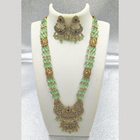 Joyful Jewel Art Matte Gold Plated Austrian Stone And Beads Long Necklace Set