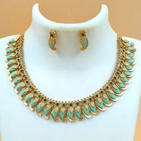 Joyful Jewel Art Matte Gold Plated Pota Stone Necklace Set
