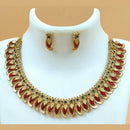 Joyful Jewel Art Matte Gold Plated Pota Stone Necklace Set